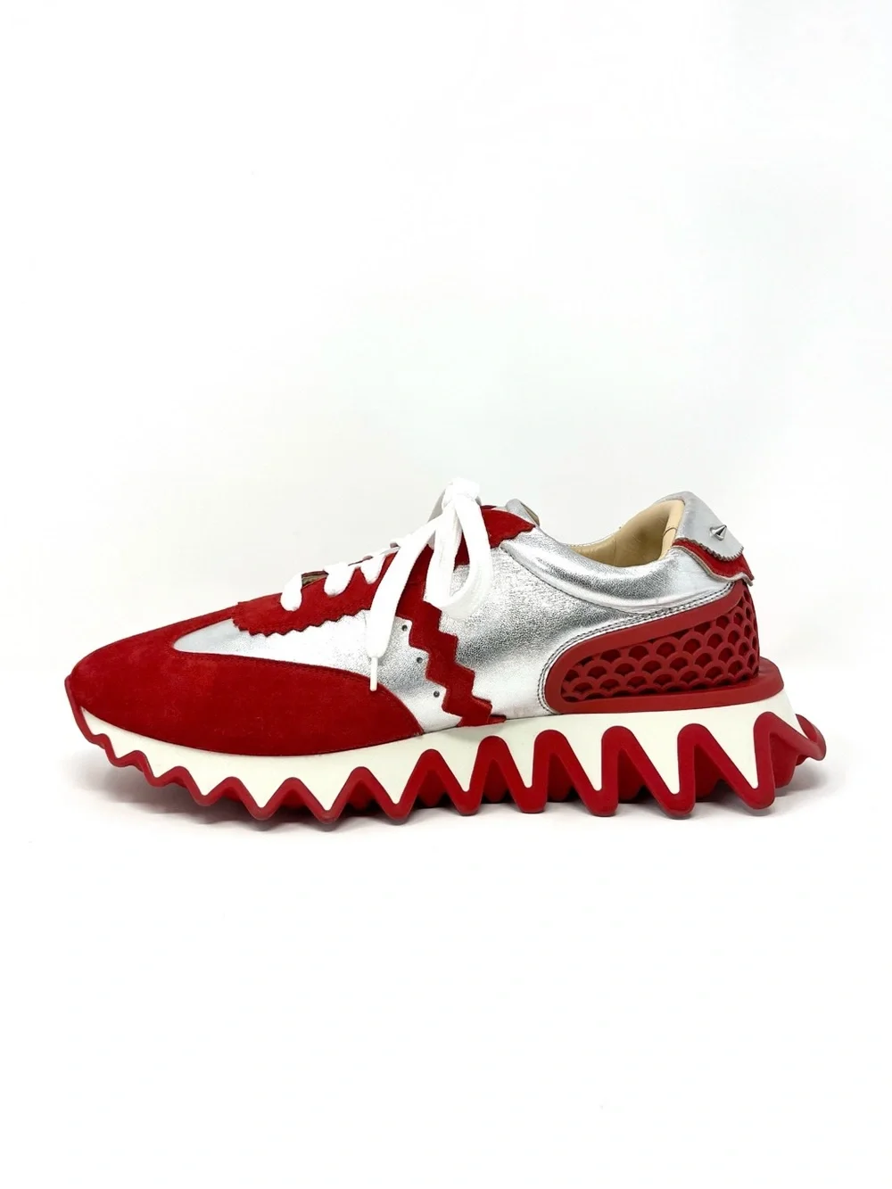 Christian Louboutin Loubishark Spike Platform Low Top Sneakers Red 42.5 12.5